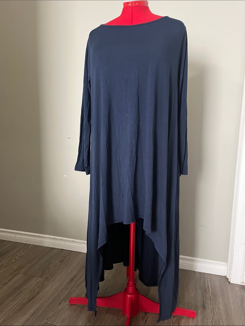 Made In Italy Apache Flowy Navy High-Low Women's Dress